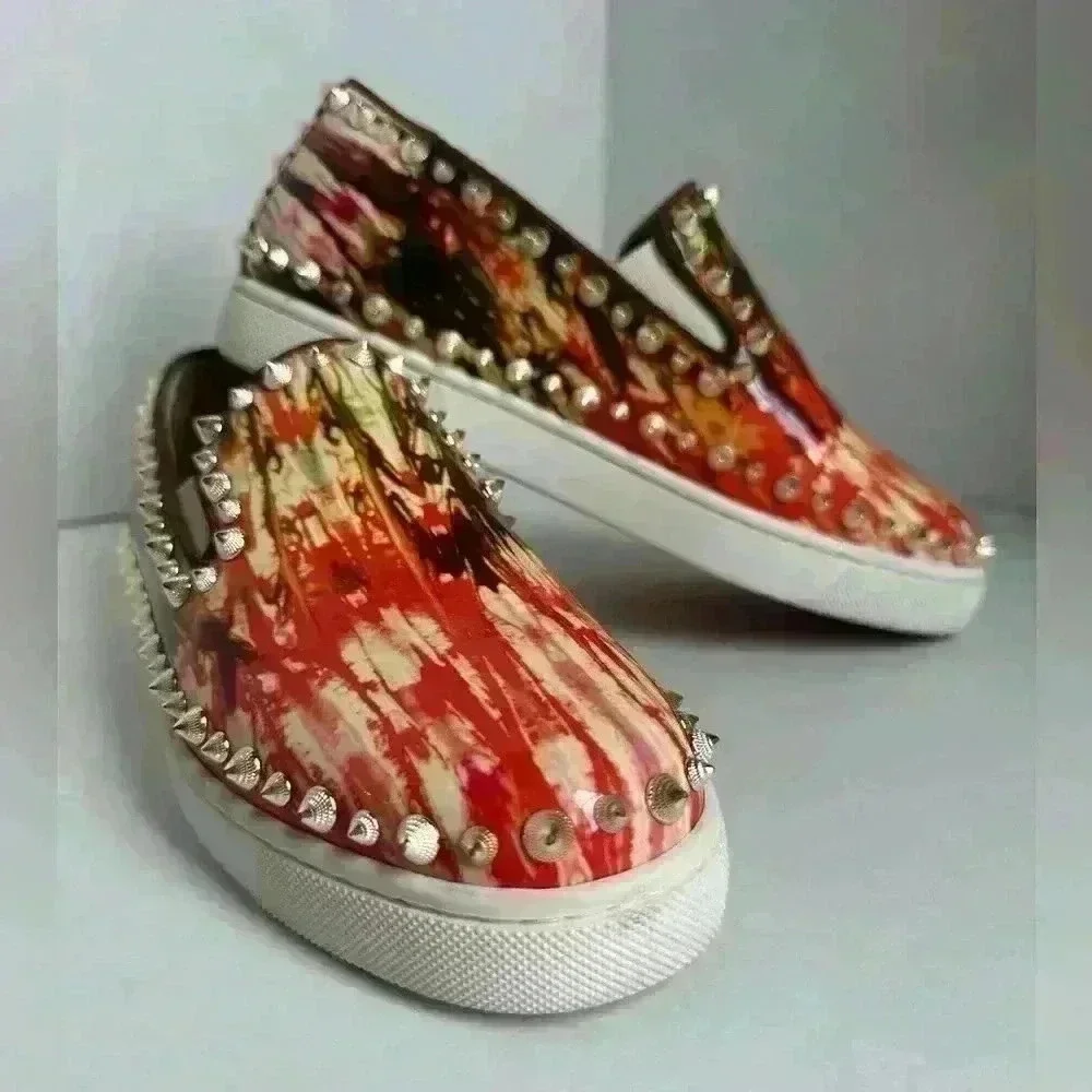 Authentic Christian Louboutin PIK Boat Flat Bazin Sneaker Spike 36.5 (US6.5)
